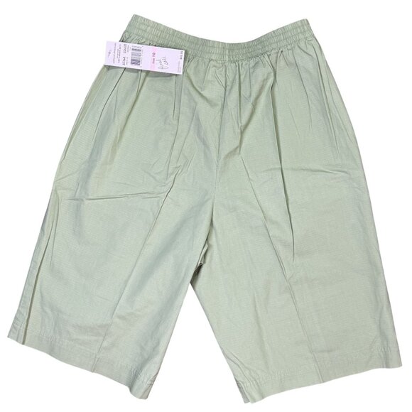 NEW Alfred Dunner Women's Elastic Waist Shorts Size 10 Light Green 100% Cotton - Picture 3 of 6